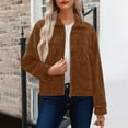 thumbnail image 1 of Hueook Jackets for Women Trendy Womens Fleece Jackets Cropped Zipper Turn Down Collar Coats Fall Casual Trendy Outerwear Brown S, 1 of 7