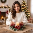 thumbnail image 6 of YiFudd Christmas Candlestick Wreath, Green Pine Cones, Golden Berries, 1 Piece, 6 of 6