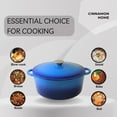 thumbnail image 3 of Cinnamon Home 4.5 Quart Enameled Cast Iron Round Dutch Oven with Lid - Blue - Kitchen Pots and Cookware for Stewing, Braising, Roasting, Baking, 3 of 6