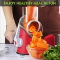 thumbnail image 2 of Râpe à Légumes Rotative Manuelle Multifonction avec 3 Lames en Acier Inoxydable, pour Fruits, Légumes et Fromage (Rouge), 2 of 5