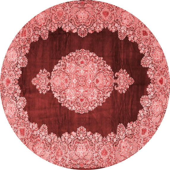 Ahgly Company Indoor Round Medallion Red Traditional Area Rugs, 7' Round