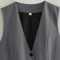 thumbnail image 5 of DondPO Womens Vest Women's V Neck Buttons Vest Summer Elegant Chic Sleeveless Single Breasted OuterwearVests Female Waistcoat Tops Women's Outerwear Vests Vest Women Trendy Gray M, 5 of 7