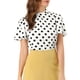 thumbnail image 1 of INSPIRAR CHIC Blusa de Manga Corta con Cuello de Pie y Pliegues de Lunares para Mujeres 3XL Blanco Negro, 1 of 7