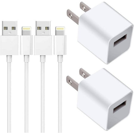 For iPhone Charger Charging Cable +USB Wall Charger 5-Pack, Power Adapter Plug Block Compatible iPhone X/8/8 Plus/7/7 Plus/6/6S/6 Plus/5S/SE/Mini/Air/Pro Cases, White