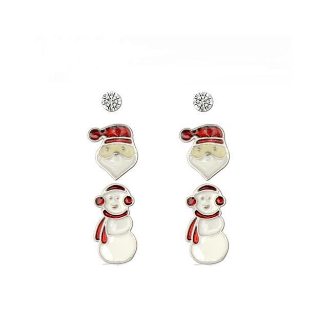 Pendientes Navideños Hugo Papá Noel Set de 3 Pares de Botón