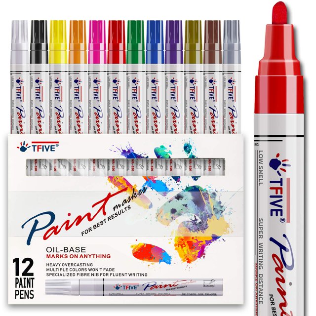 Bolígrafos de pintura TFIVE Never Fade, de secado rápido, permanentes, 12 colores