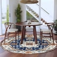 thumbnail image 5 of 6ft Washable Round Rug, Bohemian Circular Non-Slip Circle Area Rug for Living Room Bedroom, Blue Brown Vintage Ethnic Style Texture Indoor Floor Mat for Home Decor, 5 of 9
