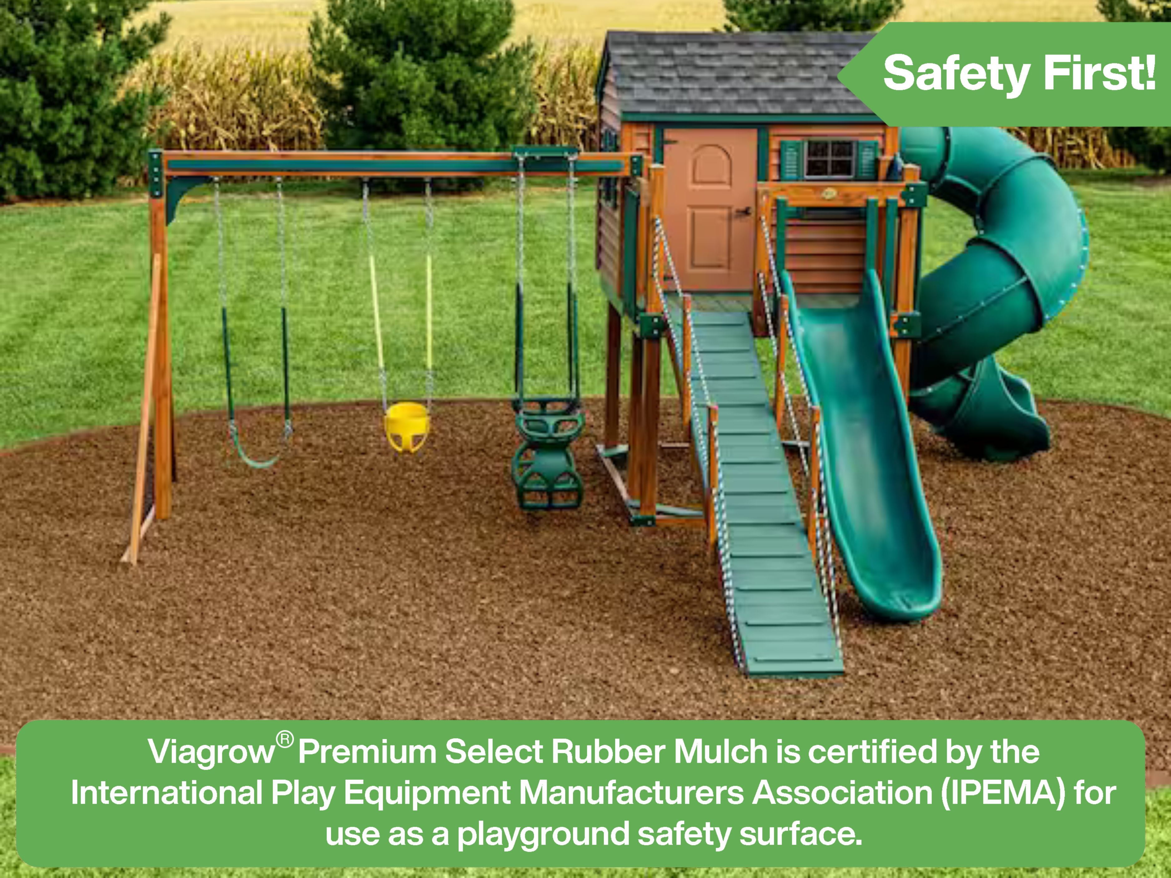 Cypress Rubber Playground & Landscape mulch by Viagrow, 1.5 CF Bag ( 11.2 Gallons / 42.3 Liters)