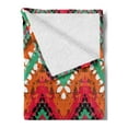 thumbnail image 2 of Tribal Soft Flannel Fleece Throw Blanket, Hand Paint Zigzag Pattern Effects Brushstrokes, Cozy Plush for Indoor and Outdoor Use, 50" x 70", Sea Green Marigold, by Ambesonne, 2 of 5