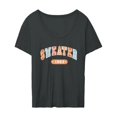 thumbnail image 3 of Camisetas para mujer, Tops de verano, ropa deportiva estampada, ropa informal clásica suave, camisetas básicas de manga corta a la moda, camisa de cue Gris oscuro, 3 of 9