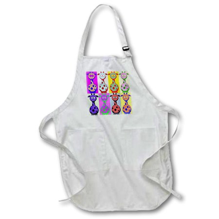 

3dRose Cartoon Giraffe Pop Art - Full Length Apron 22 by 30-inch Black with Pockets