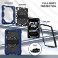 thumbnail image 3 of ELEHOLD Rugged Hybrid Case For iPad Pro 11 2024, with Built-in Kickstand 360° Rotating Handstrap Pencil Holder Crossbody Shoulder Strap Shockproof Heavy Duty Case, Navyblue+Black, 3 of 9