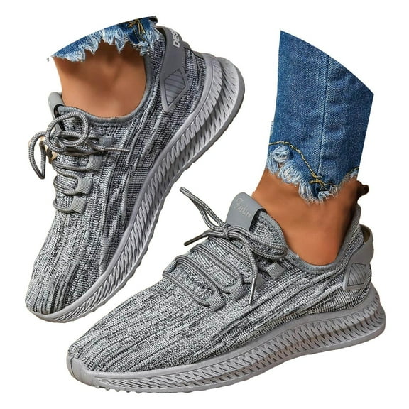 Mepaouo Running Shoes for Men Tennis Athletic Mesh Sneakers Walking Slip on Casual Sports Shoes(Grey,8)