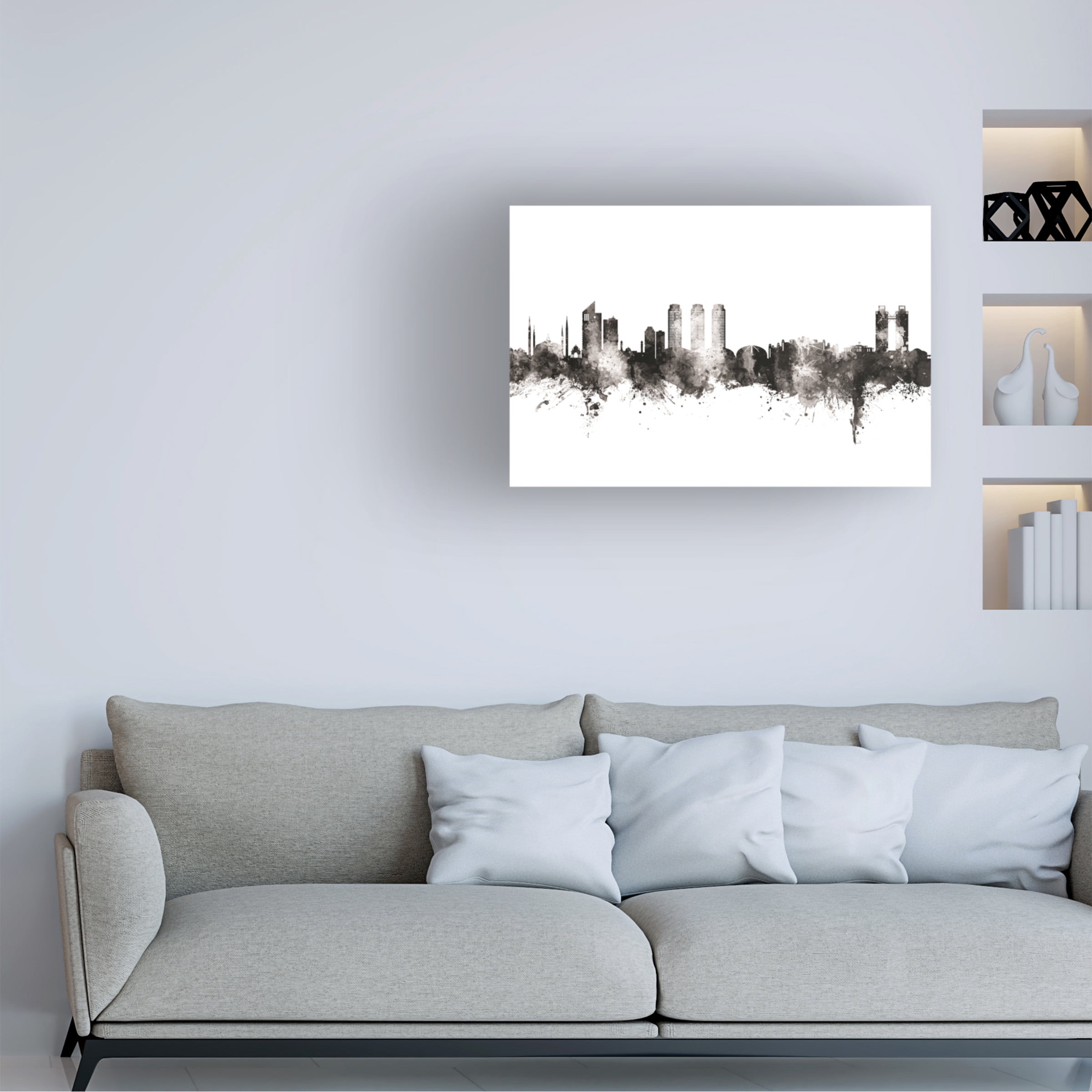 Michael Tompsett 'Islamabad Pakistan Skyline BW' Canvas Art