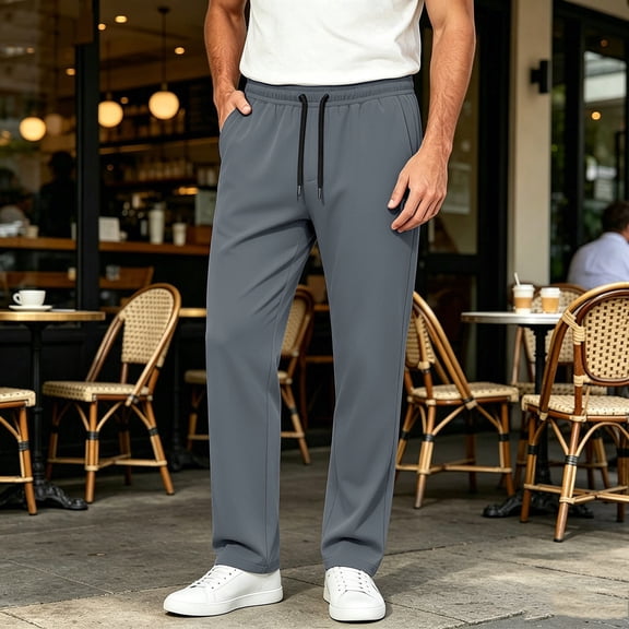 Thousandth Mens Straight Leg Athletic Pants Plus Size Lightweight Quick Dry Trousers Elastic Drawstring Waist Bottoms for Workout