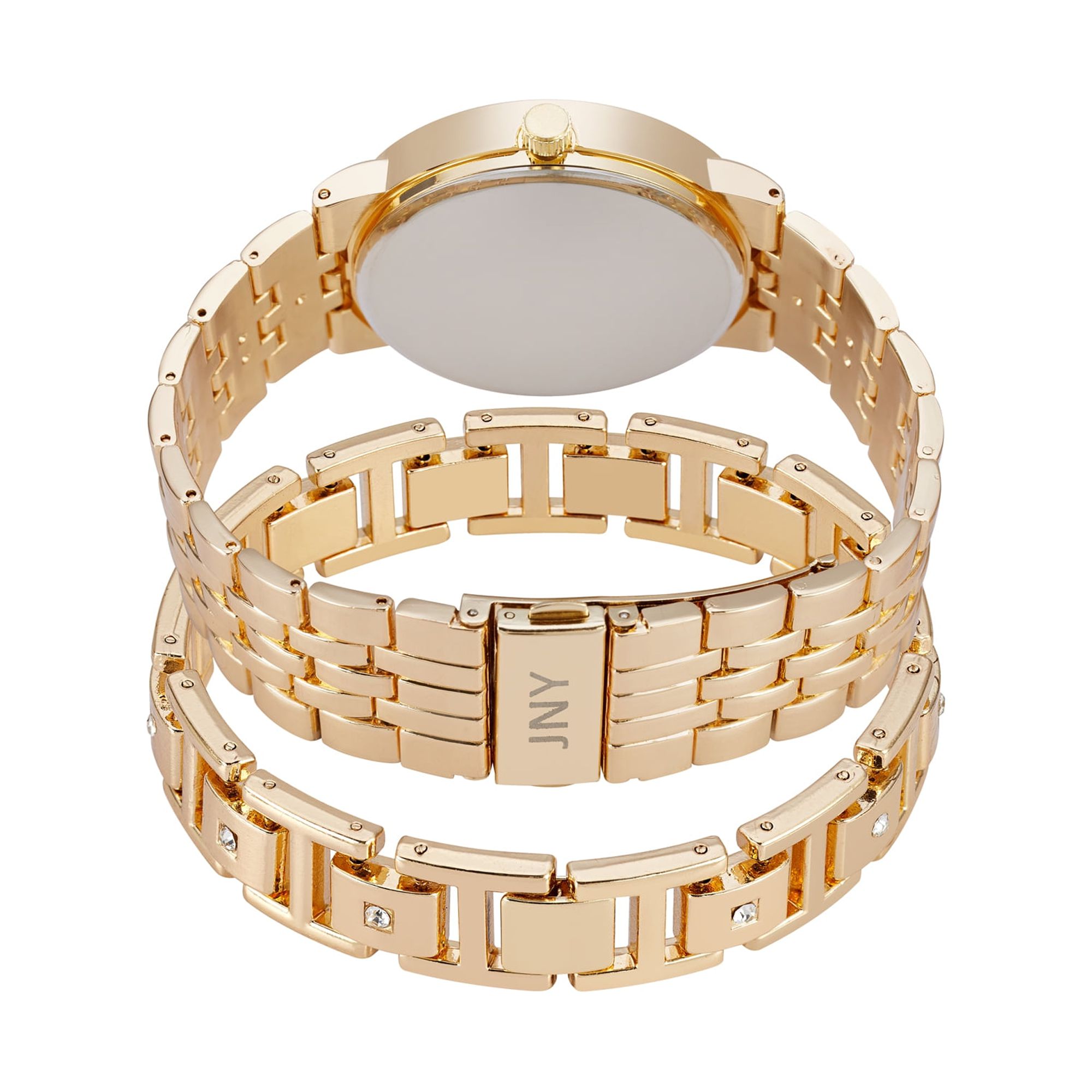 Jones New York Men's Quartz Movement Metal Analog Watch and Bracelet Set, Green/Gold