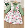 thumbnail image 3 of Bagilaanoe Little Girl Spring Dress Toddler FloralPrint Long Sleeve A-line Princess Dresses 3T 4T 5T 6T 7T Kids Patchwork Skirt, 3 of 9