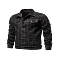 thumbnail image 2 of POINTERTECK Men Denim Jacket Solid Color Lapel Button-Down Coat Casual Slim Fit Jacket, 2 of 5