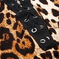 thumbnail image 4 of Women Leopard Print Lace Up Deep V Neck Sleeveless Jumpsuit Slim Bodysuit, 4 of 4