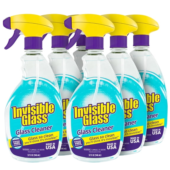Invisible Glass 92194-6PK Premium Glass and Window Cleaner for Auto and Home Cleans Glass, Windows, Windshields, and More, Streak-Free, Ammonia-Free, Tint-Safe, 32 Fl Oz, Pack of 6