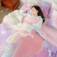thumbnail image 4 of Erosebridal Girl Musician Silhouette Bedding Twin Size,Purple Cartoon Animal Butterfly Comforter Sets with Sheets,Musical Notes Bedding Sets Twin Size,Microfiber Bedroom Decor Reversible,7pcs, 4 of 6