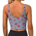 thumbnail image 4 of Picia Starfish Navy Blue Stripe Sports Bra for Women,Padded Strappy Sports Bras Medium Support Yoga Bra with Removable Cups,Running Yoga Bra-XX-Large, 4 of 9