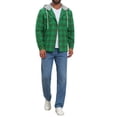 thumbnail image 2 of Men's Plaid Drawstring Hooded Chest Pocket Long Sleeve Shirt Jacket L Green, 2 of 6