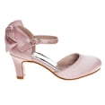 thumbnail image 3 of Badgley Mischka Girls Heel Dress Shoes, Pink Satin, 3, 3 of 6
