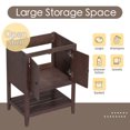 thumbnail image 3 of 24" Modern Sleek Bathroom Vanity, Freestanding Wood Bathroom Storage Cabinet with 2 Doors and Open Style Shelf for Girls and Wemen, (Single Vanity Only), Brown, 3 of 9