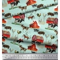 thumbnail image 3 of Soimoi Green Rayon Fabric Barn & Pet Animals Farm Print Sewing Fabric Yard 42 Inch Wide, 3 of 3