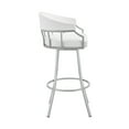 thumbnail image 3 of Armen Living Palmdale 30" Swivel White Faux Leather and Silver Metal Bar Stool, 3 of 3