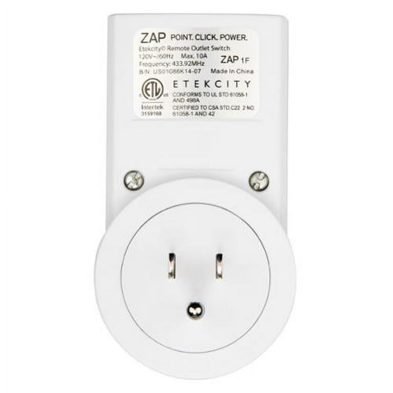 Etekcity ZAP 5LX Wireless Remote Control Outlet Switch for Lights, Lamps,  Fans, up to 100 Feet Range, FCC & ETL Listed (Learning Code, 5Rx-2Tx), 5