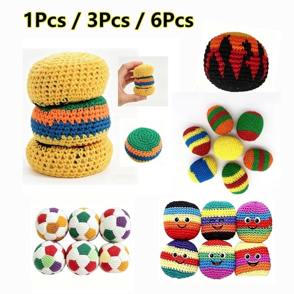 Dmlowu Handmade Knitted Footbag Toys for Anxiety Relief, Colorful Beanbag Sandbag, Portable Juggling Balls for Beach Outdoor Yard Games, 1Pcs
