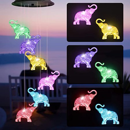 FashionMio Outdoor Solar Elephant Wind Chime  Lady s Birthday Gift Lawn Garden Yard Decoration