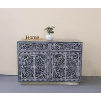 Handmade Mother of Pearl Inlay Bar Cabinet - Indian Bone Inlay Furniture