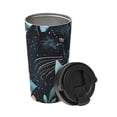 thumbnail image 2 of Fotbe Black Panther Floral Illustration Printed Insulated Travel Coffee Mug Spill Proof Leak Proof Stainless Steel Coffee Tumbler Reusable Coffee Cups with Lids Thermos, 2 of 8
