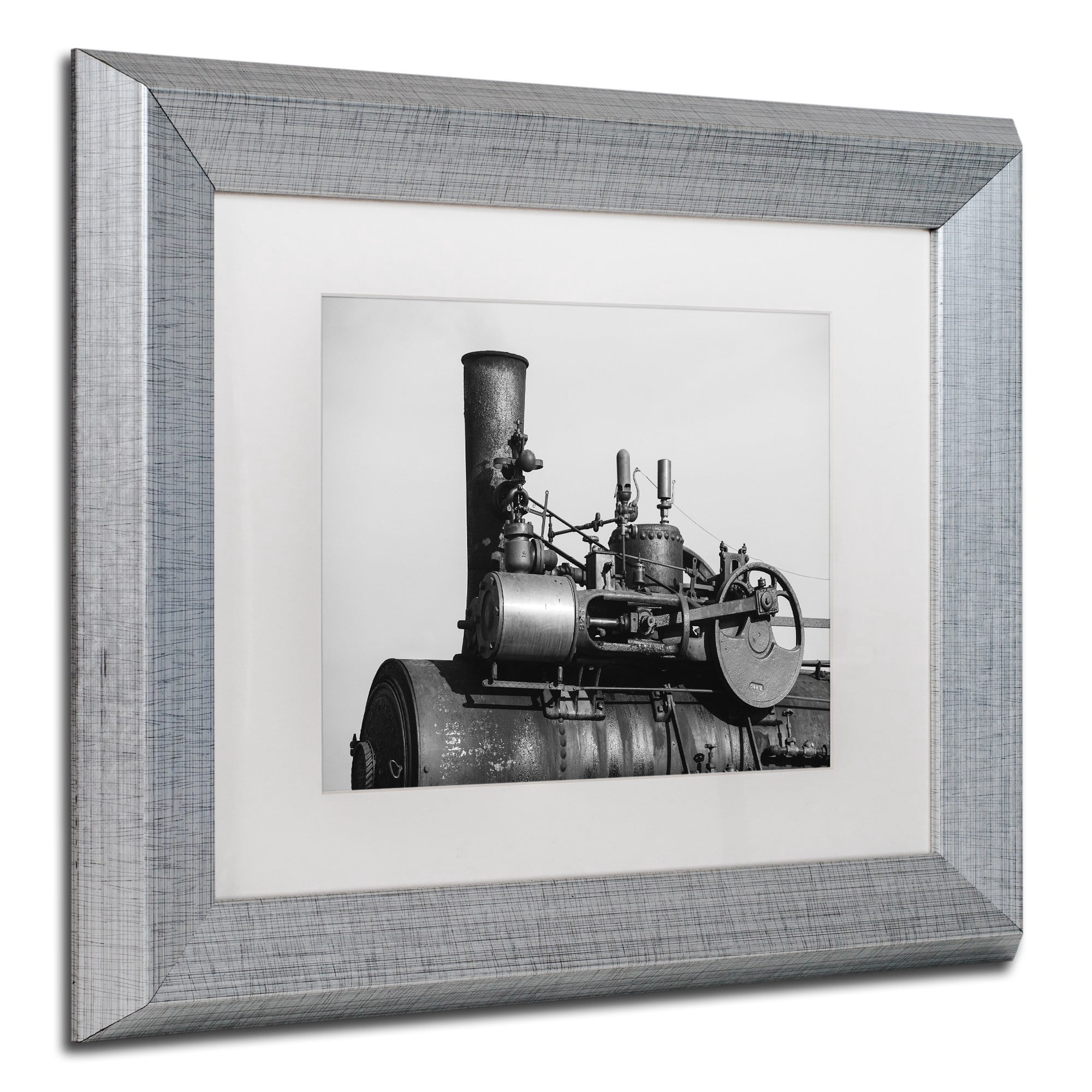 Trademark Fine Art "Steam Engine" Canvas Art by Jason Shaffer, White Matte, Silver Frame
