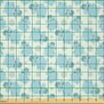 thumbnail image 2 of Ambesonne Animal Cartoon Fabric by the Yard Microfiber, Happy, 5 Yards, Pale Blue Sky Blue White, 2 of 2