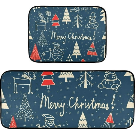 

Hyjoy Christmas Tree 2 Pieces Kitchen Rug Cushioned Anti-Fatigue Kitchen Rugs Set for Home Office Laundry 19.7 x 27.6 +19.7 x 47.2