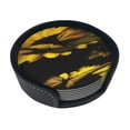 thumbnail image 2 of Beautiful Sunflower Butterfly Coasters With Leather Holder Set Of 6 Round Coasters for Home and Kitchen Decor, 2 of 7