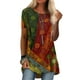 thumbnail image 1 of Oucaili Camiseta de manga corta con estampado digital informal de cuello redondo retro para mujer, 1 of 2