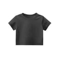 thumbnail image 4 of Inglocry Girls Athletic Oversized Crop Tops Kids Drop Shoulder Short Sleeve T Shirts Workout Tees 5-14 Years Basic T-Shirt Dark Gray 3-4Y, 4 of 6
