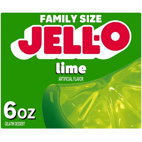 Jell-O Lime Artificially Flavored Gelatin Dessert Mix, Family Size, 6 oz Box (Pack of 3)