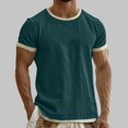 thumbnail image 2 of Men's Linen Cotton T-Shirt, Casual Button Down Tee, Short Sleeve Crewneck Relaxed Fit, Breathable Quick Dry Moisture Wicking, For Gym Workout Beach Vacation Daily Wear | Zenithor,Green XL, 2 of 6