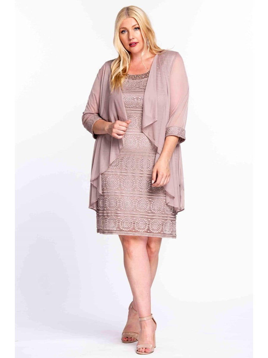 R&M Richards R&M Richards Short Champagne Mother of the Bride Dress