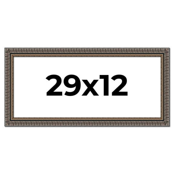 29x12 Frame Black Feather Payton Ornate Solid Wood Picture Frame Width 1.75 Inches | Interior Depth