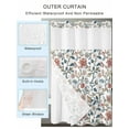 thumbnail image 2 of No Hook Shower Curtain with Snap in Liner Retro Floral Shower Curtain -Fabric Waterproof Inner Liner, Vintage Flower Branch Shower Curtains Washable 72"x78", 2 of 9