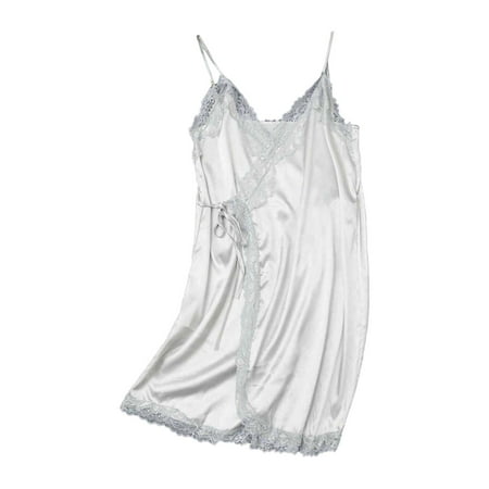 

Womens Satin Leopard Sling Sleepwear Lingerie Lace Nightwear Underwear Set