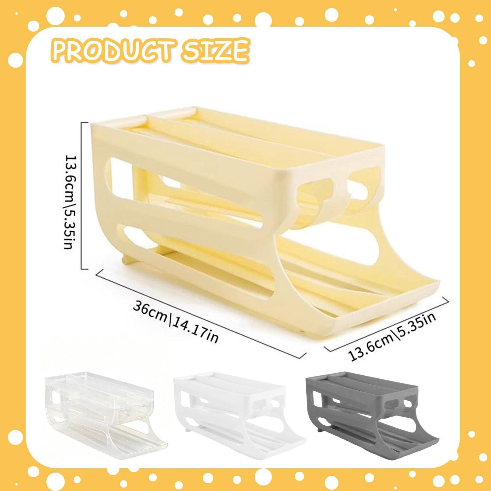 Automatic Rolling Egg Storage For Refrigerator, Space Saving Refrigerator Egg Holder,2 Tiers Fridge Egg Dispenser Holds Up To 60 Eggs For Fridge,Kitchen & Cabinets Table(14.17x5.35x5.35")(Grey)