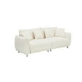 thumbnail image 5 of 86.6 Inch Loveseat Sofa with 4 Throw Pillows, 2-Seater Teddy Fabric Upholstered Sofa Couch with Metal Legs, Comfy Small Sofa for Living Room, Bedroom, Apartment, Beige, 5 of 7